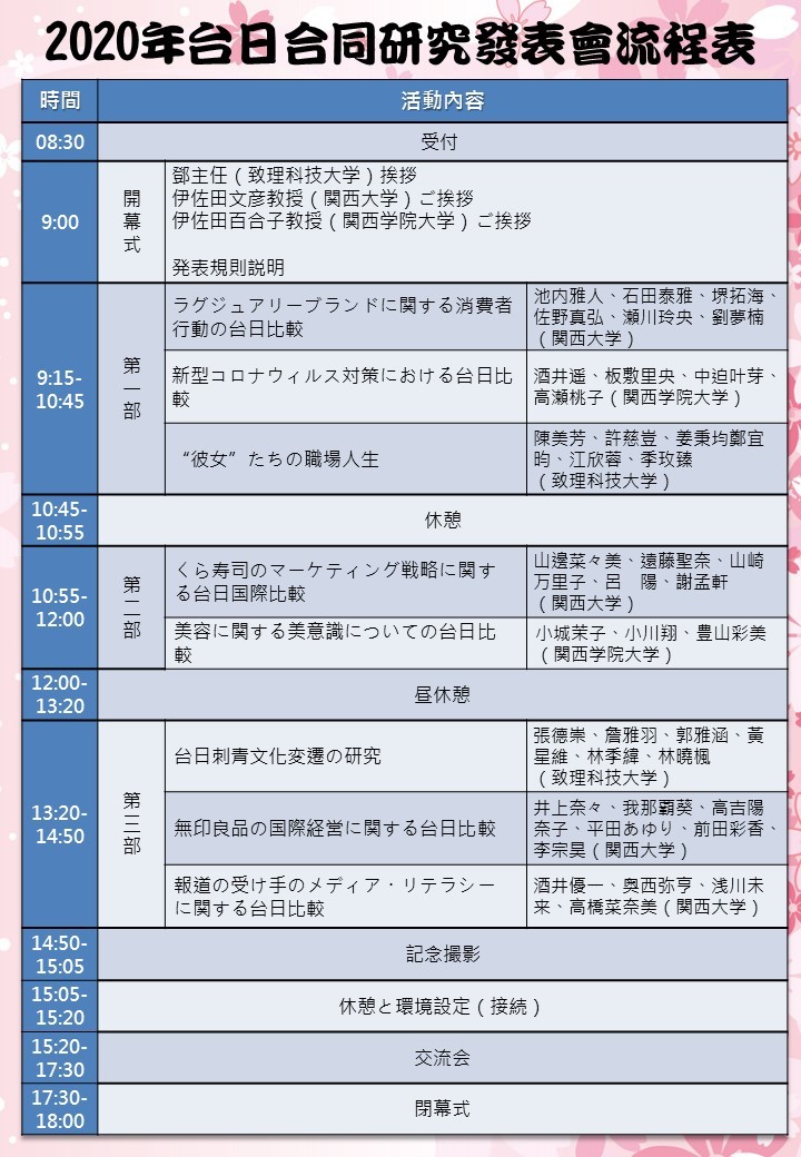 2020台日合同發表會議程
